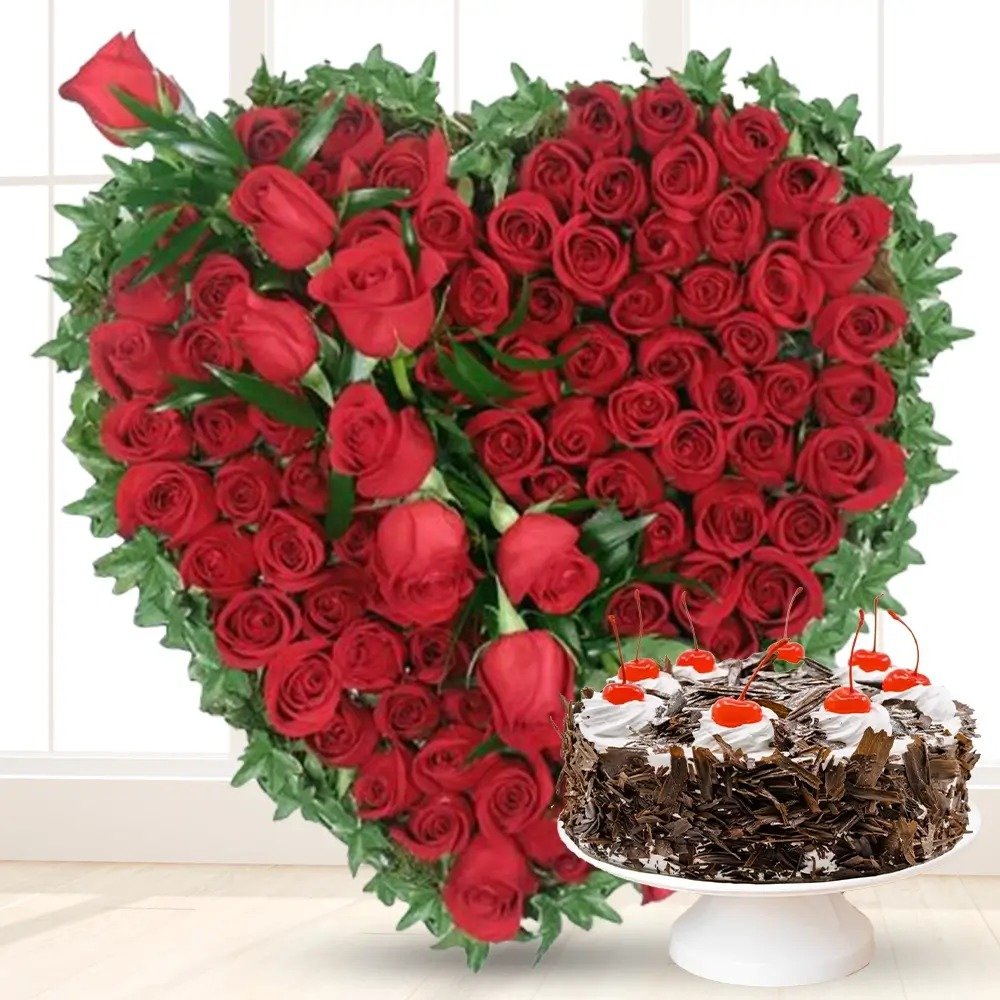 Hearts Roses with Cake