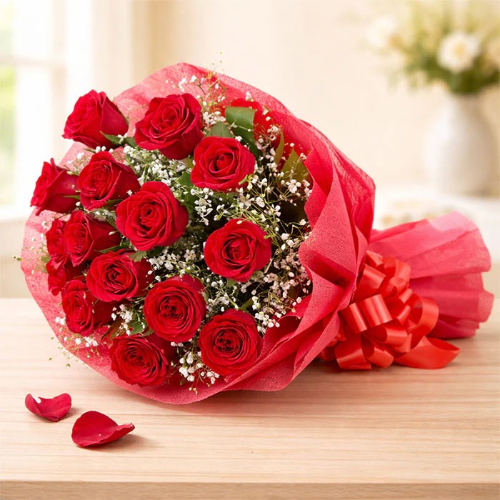 15 red roses